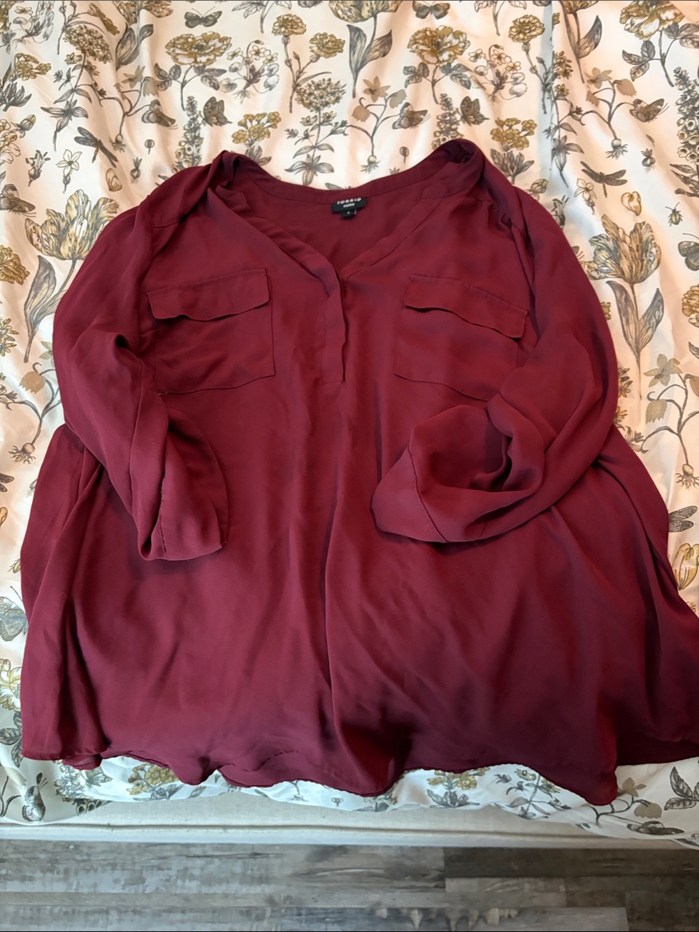 Torrid Harper Women's Burgundy V-Neck Blouse